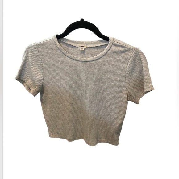Grey tight cropped garage t shirt top. - Picture 1 of 4